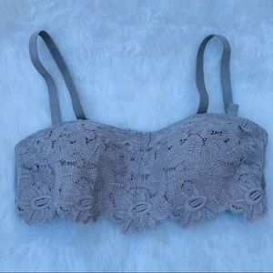 Aerie Nude Tan Lace Bandeau Bra Removable Straps